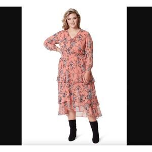 Sold Out NWT‎ Jessica Simpson Maxi Dress in Floral Coral NEW 3XL Plus Feminine